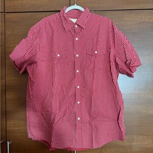 Men’s Red MICHAEL Michael Kors Plaid Button Down Short Sleeve Shirt